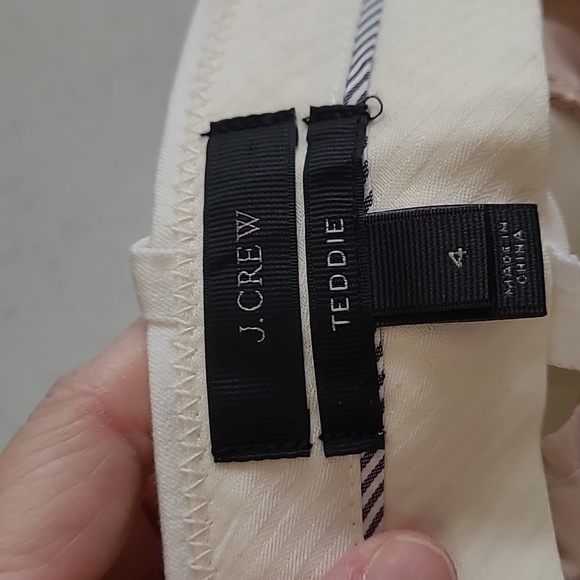 J. Crew Teddie women's cream colored wideleg pants size 4 - Picture 3 of 9